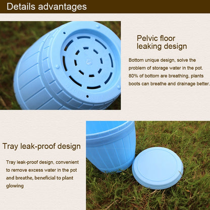ELECTROPRIME 10 PCS Imitation Wooden Barrel Plastic Resin Flower Pot with Tray, Top Diameter: 9cm, Height: 6.5cm(White)