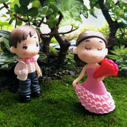 ELECTROPRIME Victorian Style Wedding Marry Bride Groom Bouquet Couples Decoration Moss Micro Landscape Resin Ornaments