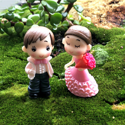ELECTROPRIME Victorian Style Wedding Marry Bride Groom Bouquet Couples Decoration Moss Micro Landscape Resin Ornaments