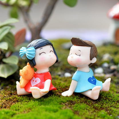ELECTROPRIME Lovers Bow Garden Dollhouse Decoration Moss Micro Landscape PVC Ornaments
