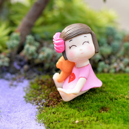 ELECTROPRIME Lovers Bow Garden Dollhouse Decoration Moss Micro Landscape PVC Ornaments