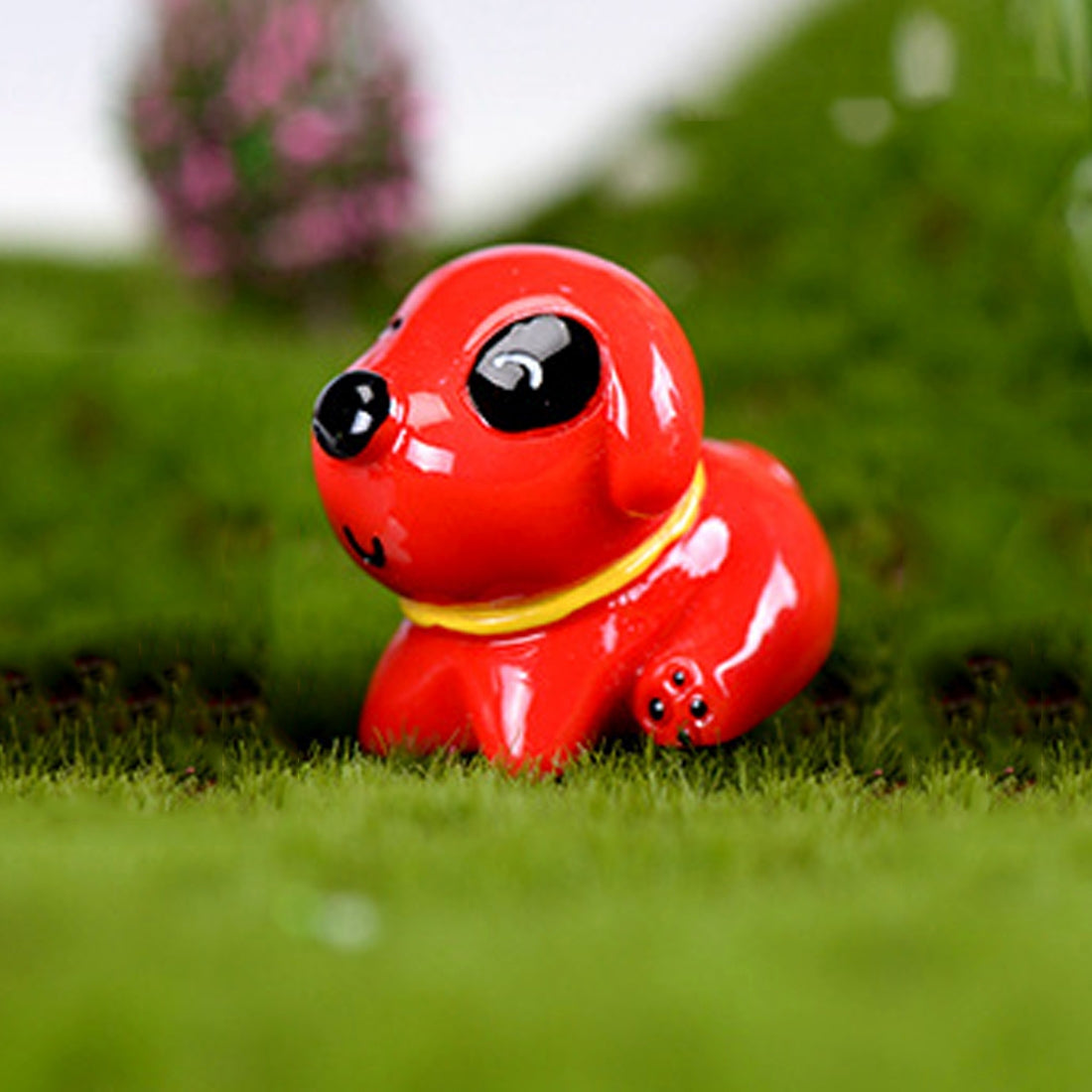 ELECTROPRIME 4 Colors Sit Dog Garden Dollhouse Decoration Moss Micro Landscape Resin Ornaments, Size: 2.2cm x 1.8cm