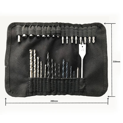 ELECTROPRIME 31 in1 Drill and Screwdriver Bit Set Industrial Spade Paddle Flat Wood Woodworking Boring Drill Bits with Portable Bag