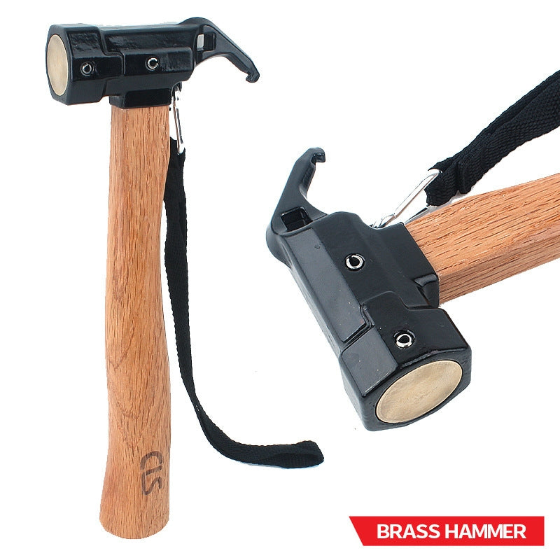 ELECTROPRIME CLS-Outdoor Hexagonal Brass Brass Multi-function Nail Puller Shark Hammer