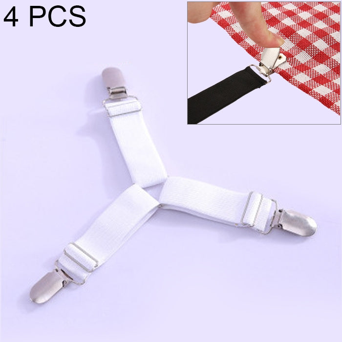 ELECTROPRIME 4 PCS  Adjustable Bedspread Tablecloth Curtain Sofa Cover Holder Tent Metal Fixed Clips(White)