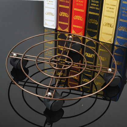 ELECTROPRIME Iron Plant Flower Pot Stand Universal Wheel Moving Round Flower Pot Rack, Diameter: 30cm(Bronze)