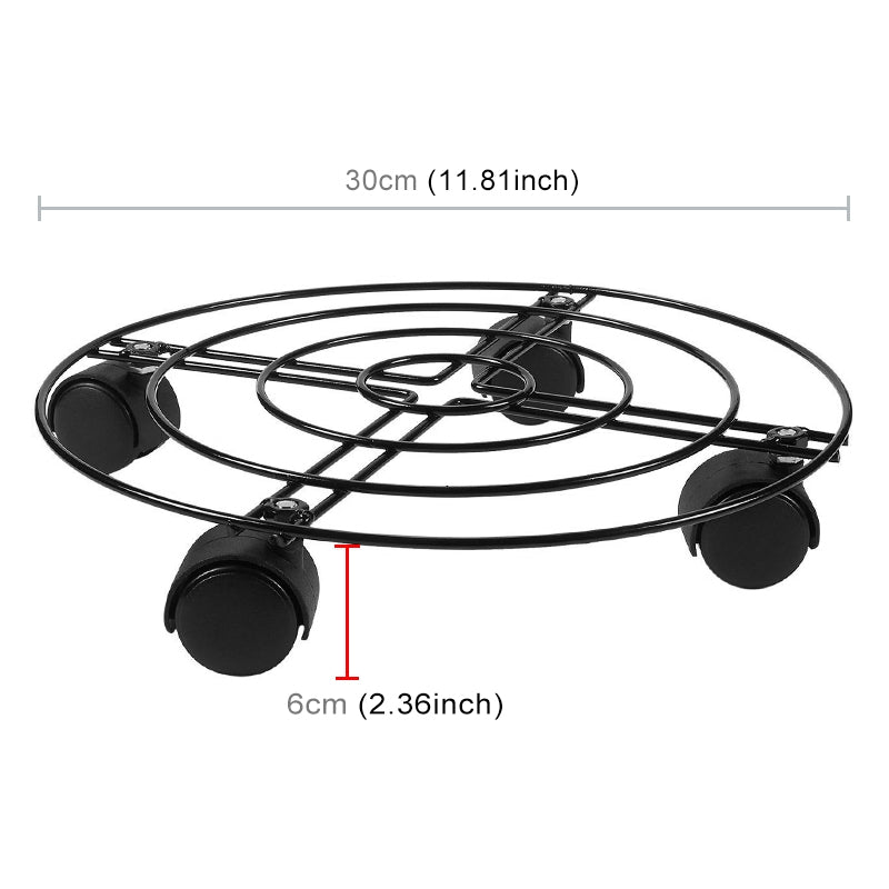 ELECTROPRIME Iron Plant Flower Pot Stand Universal Wheel Moving Round Flower Pot Rack, Diameter: 30cm(White)