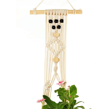 ELECTROPRIME Double-deck L Type Macrame Hanging Flower Pots Decoration Indoor Outdoor Braided Rope Hanging Planter Plant Holder