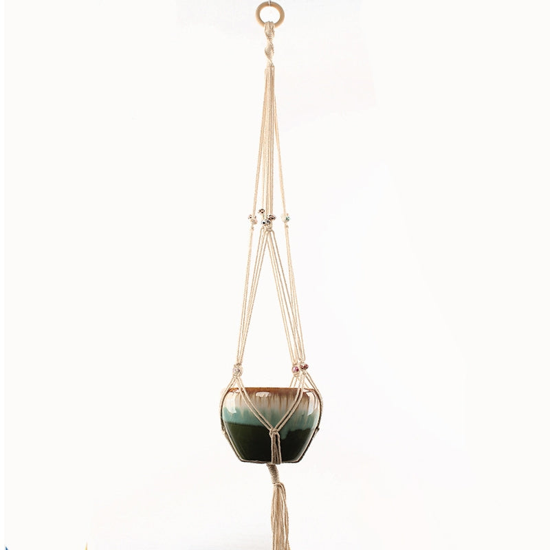 ELECTROPRIME P008 Type Macrame Hanging Flower Pots Decoration Indoor Outdoor Braided Rope Hanging Planter Plant Holder
