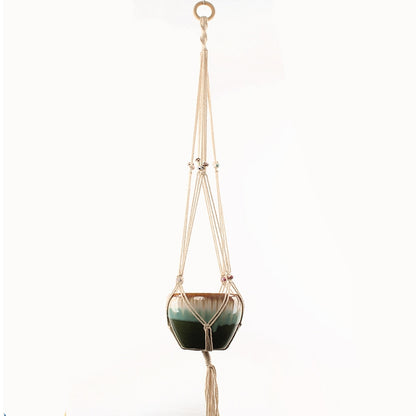 ELECTROPRIME P008 Type Macrame Hanging Flower Pots Decoration Indoor Outdoor Braided Rope Hanging Planter Plant Holder