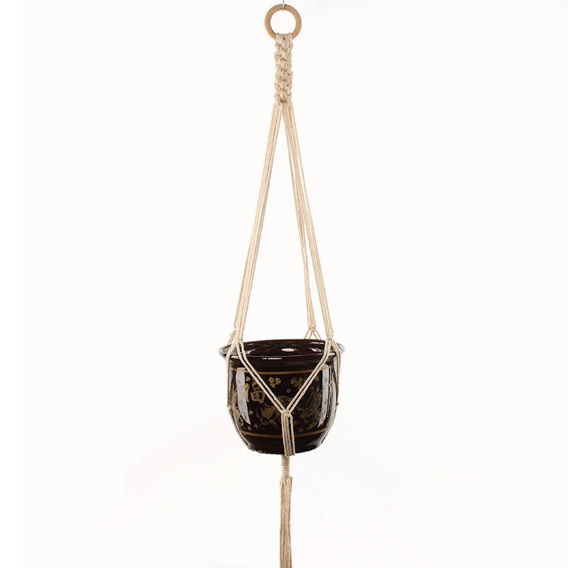 ELECTROPRIME P009 Type Macrame Hanging Flower Pots Decoration Indoor Outdoor Braided Rope Hanging Planter Plant Holder