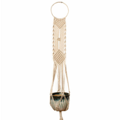 ELECTROPRIME Q001 Type Macrame Hanging Flower Pots Decoration Indoor Outdoor Braided Rope Hanging Planter Plant Holder