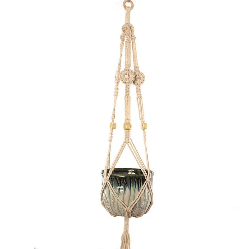 ELECTROPRIME S001 Type Macrame Hanging Flower Pots Decoration Indoor Outdoor Braided Rope Hanging Planter Plant Holder