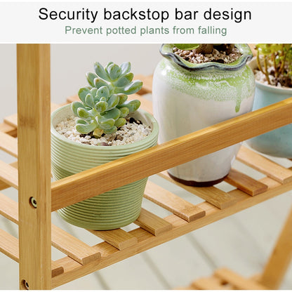 ELECTROPRIME Bamboo 3-Tier Hanging Plant Stand Planter Shelves Flower Pot Storage Rack Folding Display Shelving Plants Shelf, Width: 100cm(Apricot)