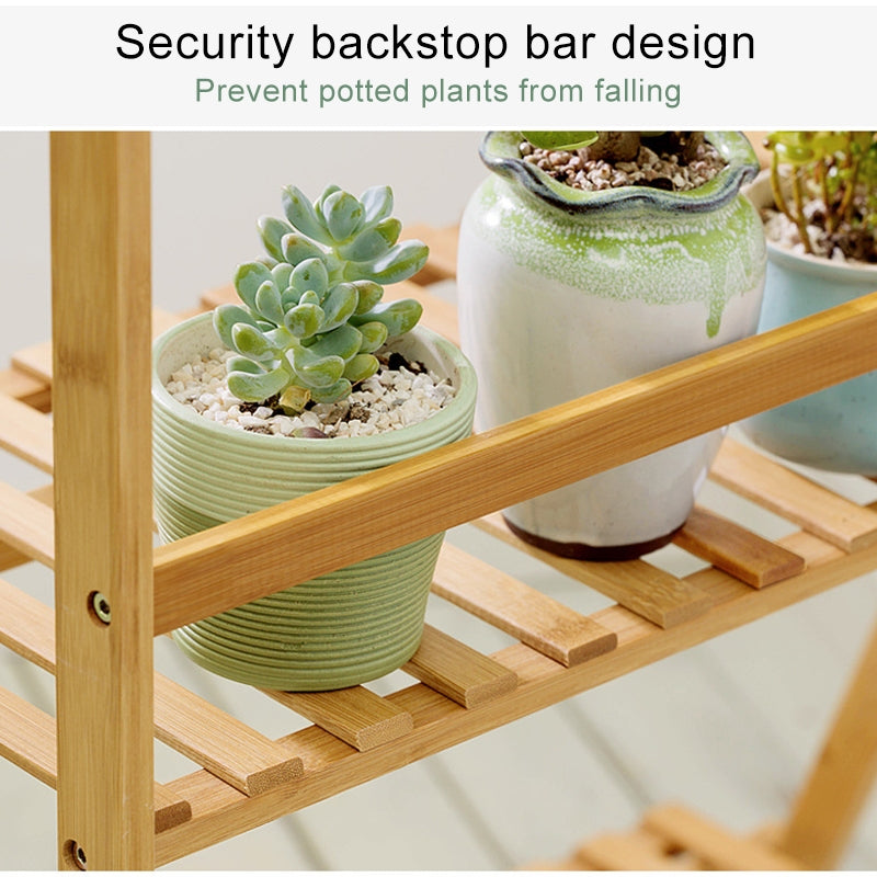 ELECTROPRIME Bamboo 3-Tier Hanging Plant Stand Planter Shelves Flower Pot Storage Rack Folding Display Shelving Plants Shelf, Width: 70cm(Green)