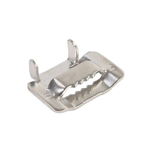 ELECTROPRIME 100 PCS 9.53mm 304 Stainless Steel Tie Lock Type Cable Wrapped Bundle Buckle