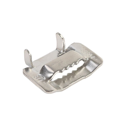 ELECTROPRIME 100 PCS 9.53mm 304 Stainless Steel Tie Lock Type Cable Wrapped Bundle Buckle