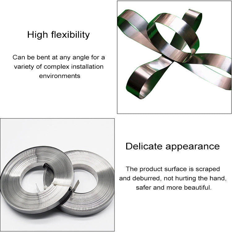 ELECTROPRIME 30m 304 Stainless Steel Wire Tray Oil Pipe Tie with Hoop, Size: 19×0.76mm