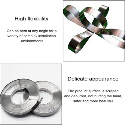 ELECTROPRIME 30m 304 Stainless Steel Wire Tray Oil Pipe Tie with Hoop, Size: 19×0.76mm