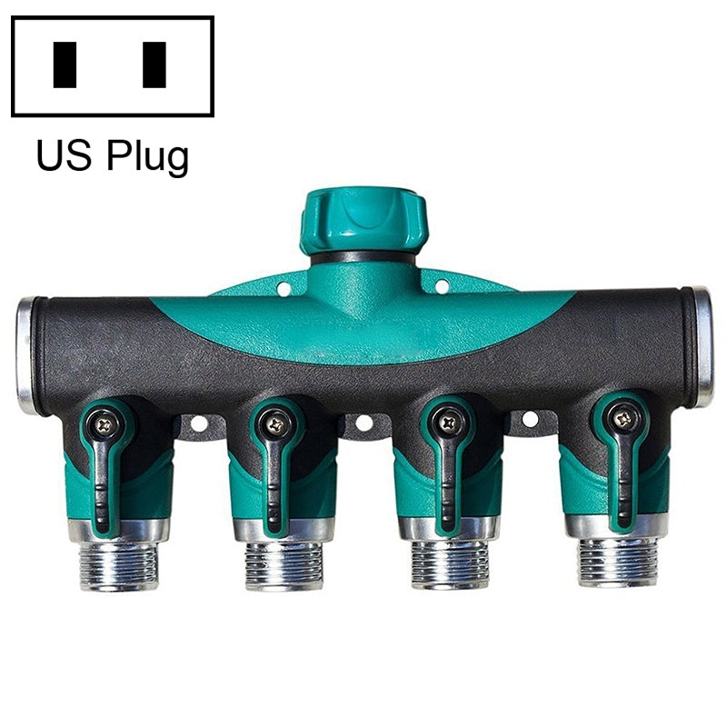 ELECTROPRIME 4 In 1 Multi-function Garden Water Sprinklers Lawn Irrigation Valve Water Dividing Controller Water Pipe Shunt, US Plug