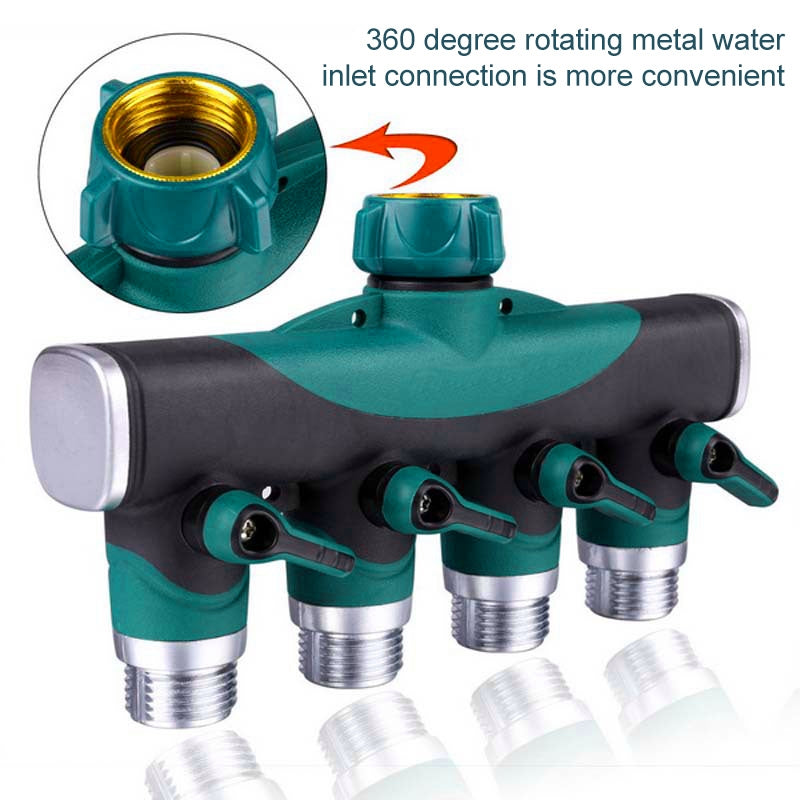 ELECTROPRIME 4 In 1 Multi-function Garden Water Sprinklers Lawn Irrigation Valve Water Dividing Controller Water Pipe Shunt, US Plug