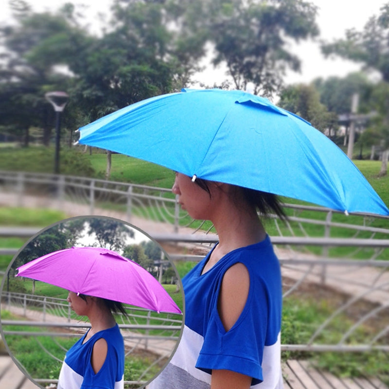 ELECTROPRIME Outdoor Large Fishing Umbrella Hat Cycling Hiking Camping Beach Sunshade Sunny Rainy Anti-UV Cap With Band, Random Color Delivery