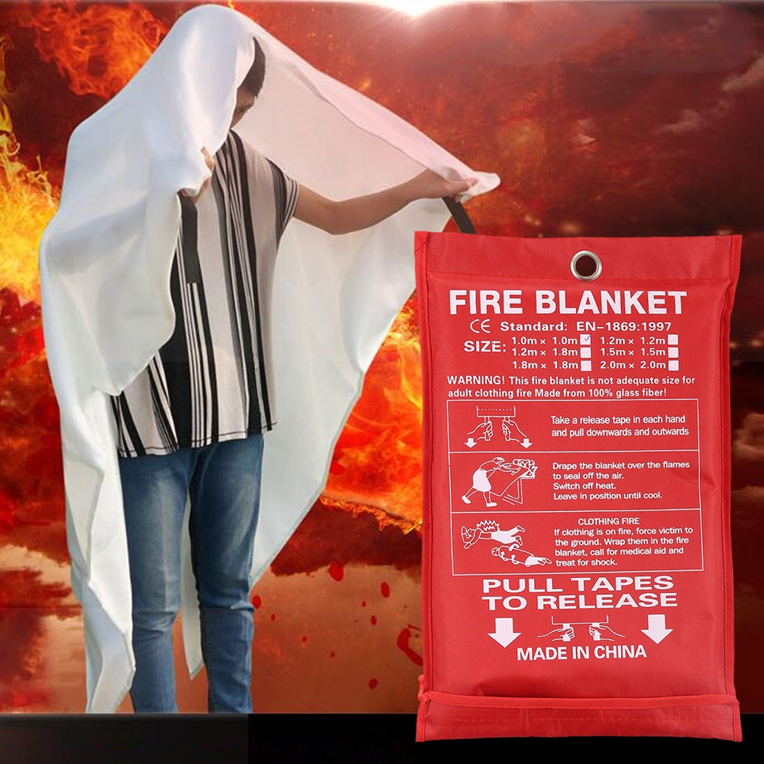 ELECTROPRIME Emergency Survival Fire Blanket Shelter Safety Protector Extinguishers Tent, Size: 1.8×1.8m