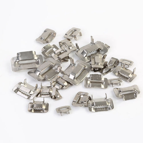 ELECTROPRIME 100 PCS 19.05mm 304 Stainless Steel Tie Lock Type Cable Wrapped Bundle Buckle