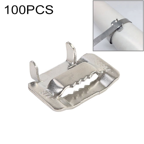 ELECTROPRIME 100 PCS 12.7mm 304 Stainless Steel Tie Lock Type Cable Wrapped Bundle Buckle