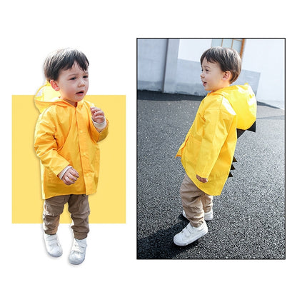 ELECTROPRIME Cartoon Dinosaur Children Fashion Raincoat Size: S(Yellow)
