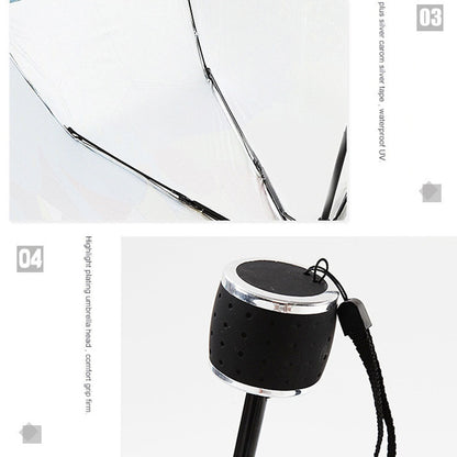 ELECTROPRIME Creative Fresh Style Three Fold Nekolus Pattern Silver Tape Anti Ultraviolet Sunshade Umbrella