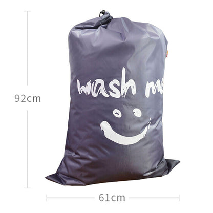 ELECTROPRIME Home Quilt Clothes Travel Nylon Draw Cord Smile Face Pattern Arrange Storage Bag (Grey)