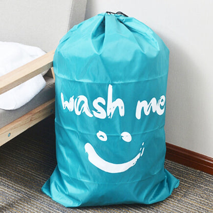 ELECTROPRIME Home Quilt Clothes Travel Nylon Draw Cord Smile Face Pattern Arrange Storage Bag (Blue)