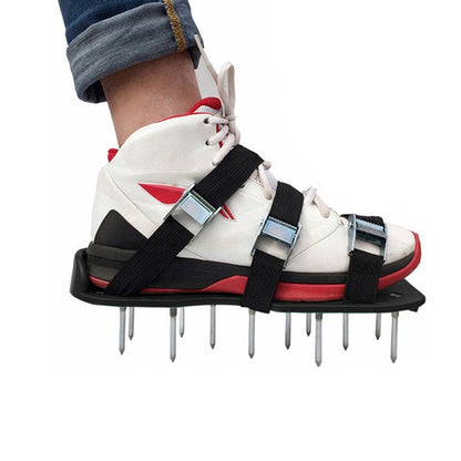 ELECTROPRIME Garden Lawn Garden Tools Grass Ripper Spiked Shoes with 6 Metal Buckles (Black)
