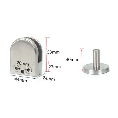 ELECTROPRIME 201 Stainless Steel Glass Fish Mouth Support Rod Fixing Clip with 14x40mm Rod, Specification: M