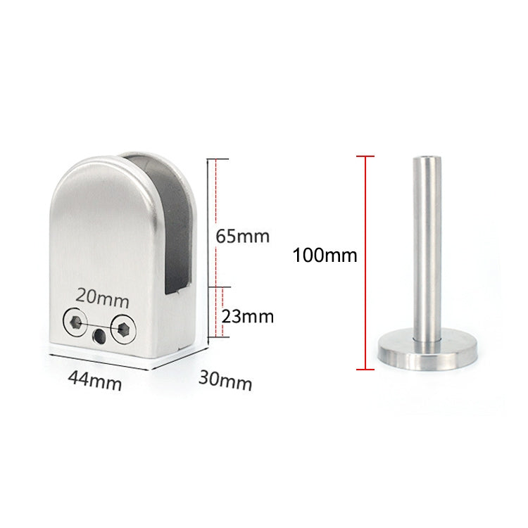 ELECTROPRIME 304 Stainless Steel Glass Fish Mouth Support Rod Fixing Clip with 14x100mm Rod, Specification: XL