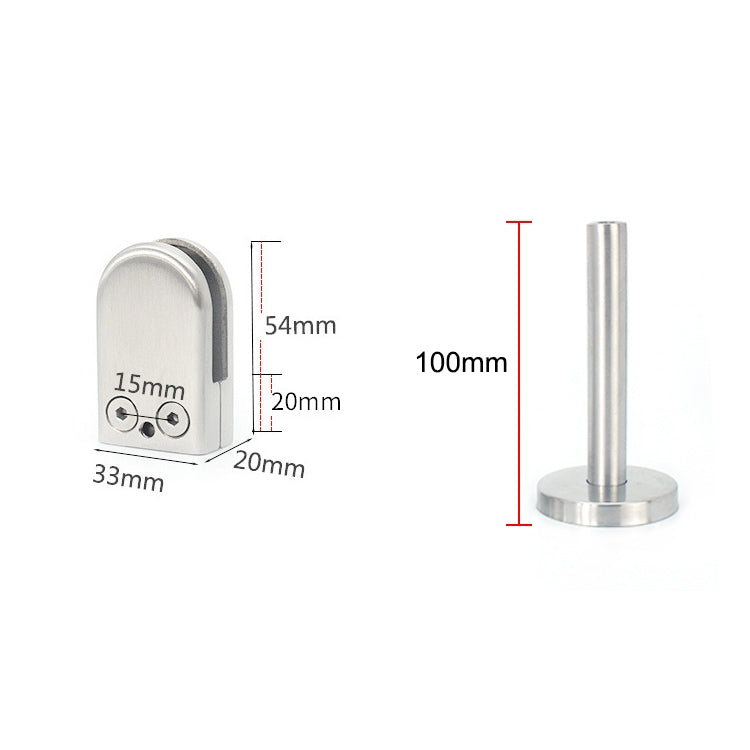 ELECTROPRIME 304 Stainless Steel Glass Fish Mouth Support Rod Fixing Clip with 14x100mm Rod, Specification: S