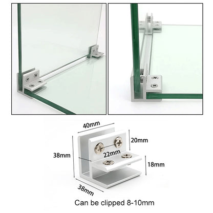 ELECTROPRIME Aluminum Alloy Glass Combination Clamp Cabinet Partition Fixing Clip, 90 degrees Cliped 8-10mm
