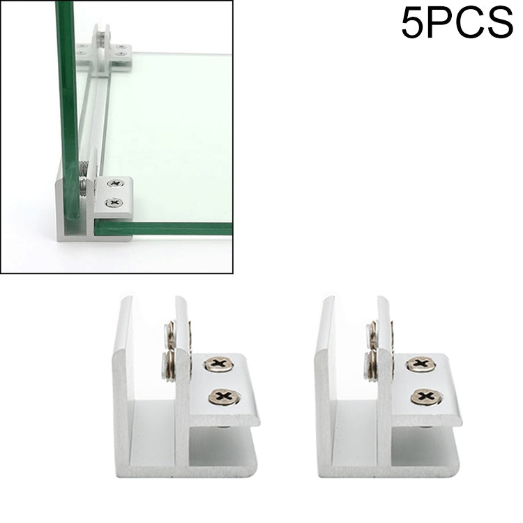 ELECTROPRIME 5 PCS Aluminum Alloy Glass Combination Clamp Cabinet Partition Fixing Clip, 90 degrees Cliped 10-12mm
