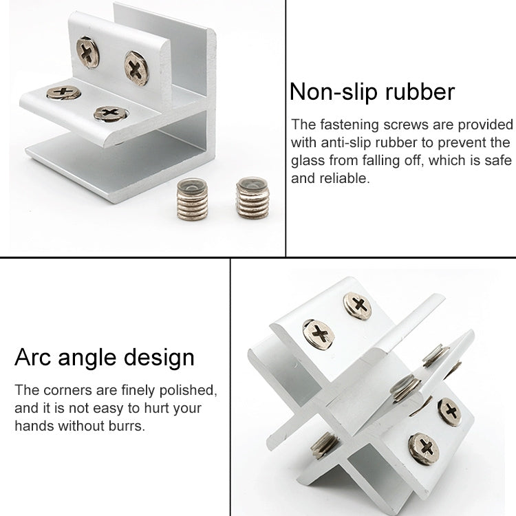 ELECTROPRIME 5 PCS Aluminum Alloy Glass Combination Clamp Cabinet Partition Fixing Clip, 90 degrees Cliped 10-12mm