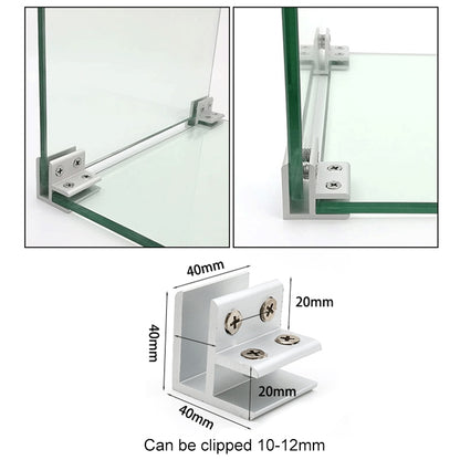 ELECTROPRIME 5 PCS Aluminum Alloy Glass Combination Clamp Cabinet Partition Fixing Clip, 90 degrees Cliped 10-12mm