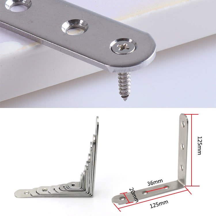 ELECTROPRIME 2pcs Stainless Steel 90 Degree Angle Bracket,Corner Brace Joint Bracket Fastener Furniture Cabinet Screens Wall (125mm)