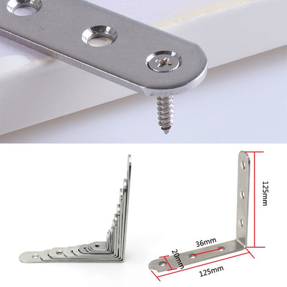 ELECTROPRIME 2pcs Stainless Steel 90 Degree Angle Bracket,Corner Brace Joint Bracket Fastener Furniture Cabinet Screens Wall (125mm)