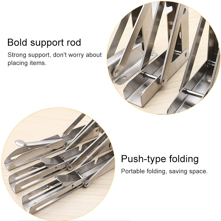 ELECTROPRIME 2 PCS 10 inch Billy Wall-mounted Foldable Stainless Steel Spring Storage Shelf for Dining Table