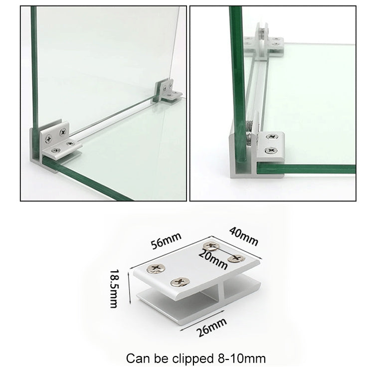ELECTROPRIME Aluminum Alloy Glass Combination Clamp Cabinet Partition Fixing Clip, 180 degrees Cliped 8-10mm