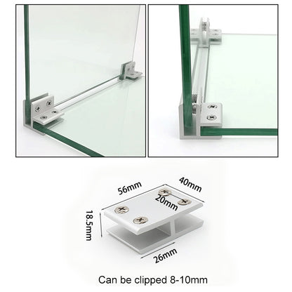 ELECTROPRIME Aluminum Alloy Glass Combination Clamp Cabinet Partition Fixing Clip, 180 degrees Cliped 8-10mm