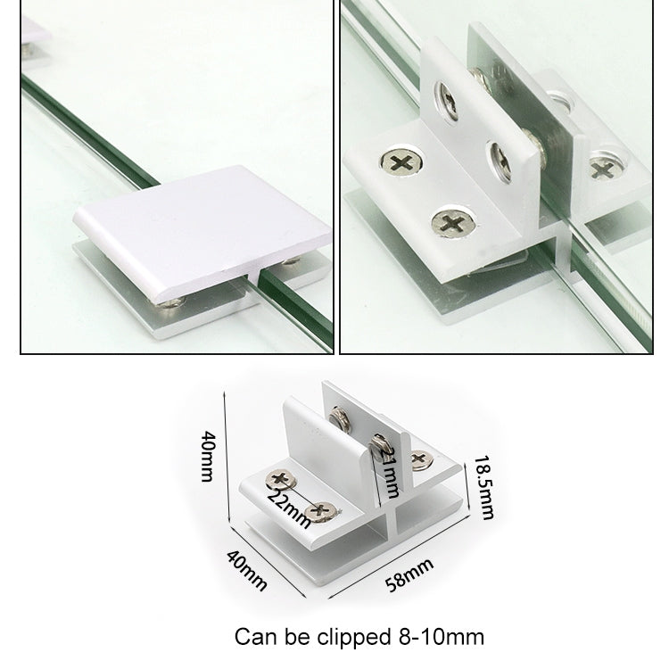 ELECTROPRIME Aluminum Alloy Glass Combination Clamp Cabinet Partition Fixing Clip, T-type Cliped 8-10mm