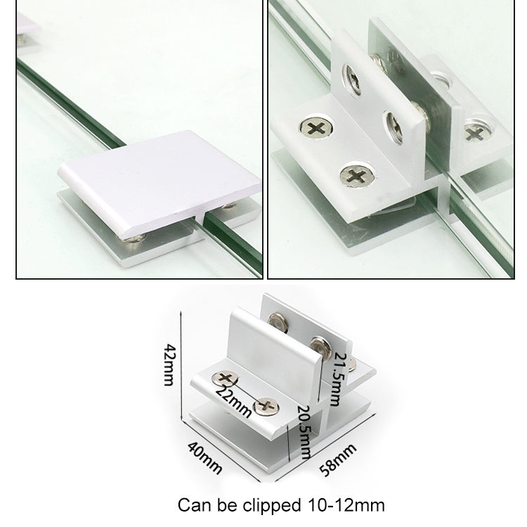 ELECTROPRIME Aluminum Alloy Glass Combination Clamp Cabinet Partition Fixing Clip, T-type Cliped 10-12mm