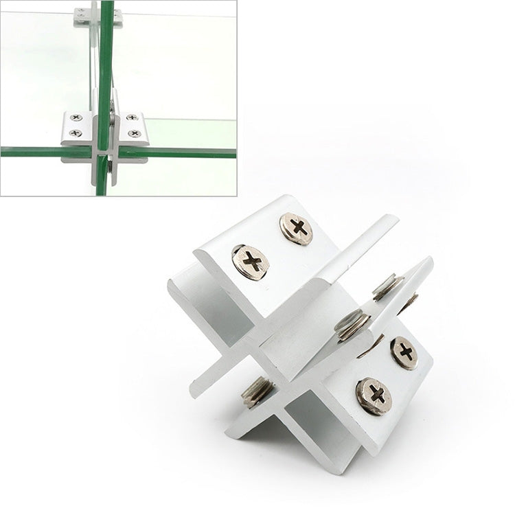 ELECTROPRIME Cross-type Aluminum Alloy Glass Combination Clamp Cabinet Partition Fixing Clip, Cliped 8-10mm
