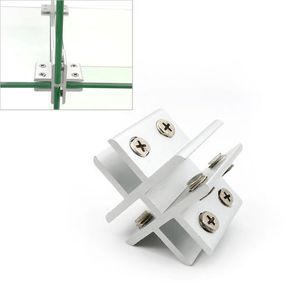 ELECTROPRIME Cross-type Aluminum Alloy Glass Combination Clamp Cabinet Partition Fixing Clip, Cliped 8-10mm